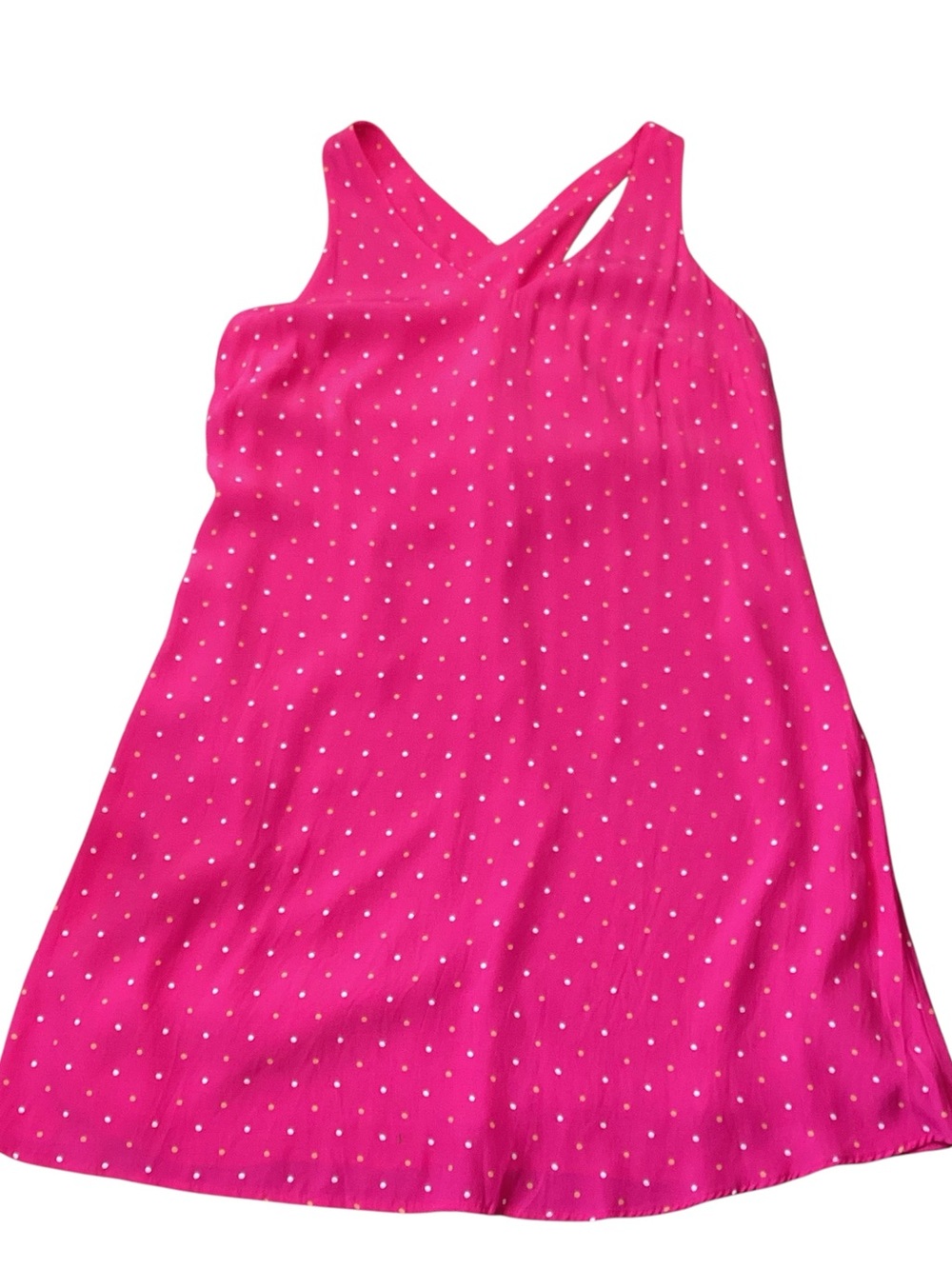 Loft Polka Dot Crossback Pink Dress Size Medium NWT